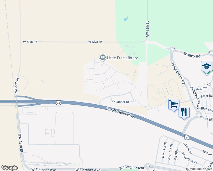 map of restaurants, bars, coffee shops, grocery stores, and more near 1651 West Big Sky Road in Lincoln