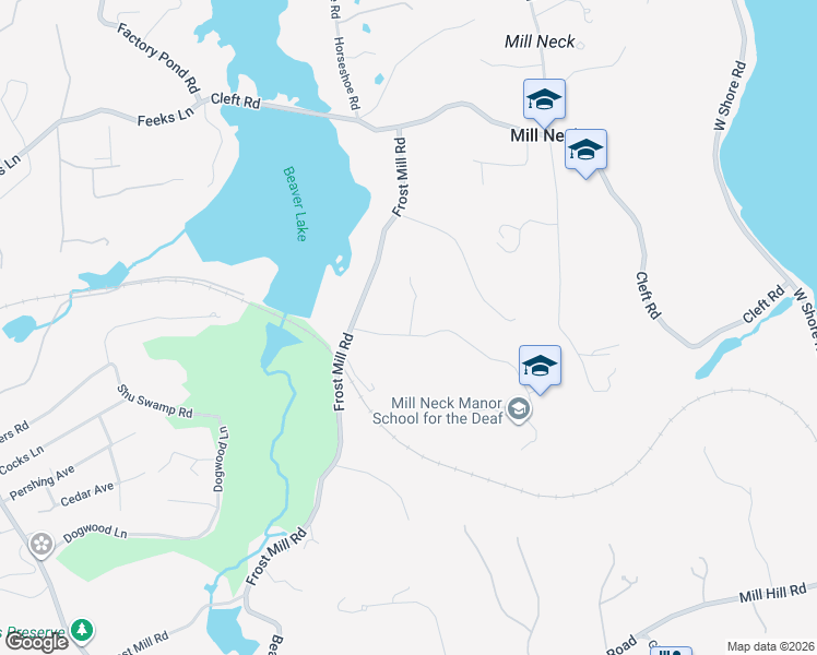 map of restaurants, bars, coffee shops, grocery stores, and more near 26 Frost Mill Road in Mill Neck