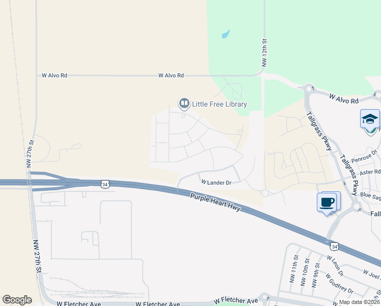 map of restaurants, bars, coffee shops, grocery stores, and more near 1651 West Big Sky Road in Lincoln