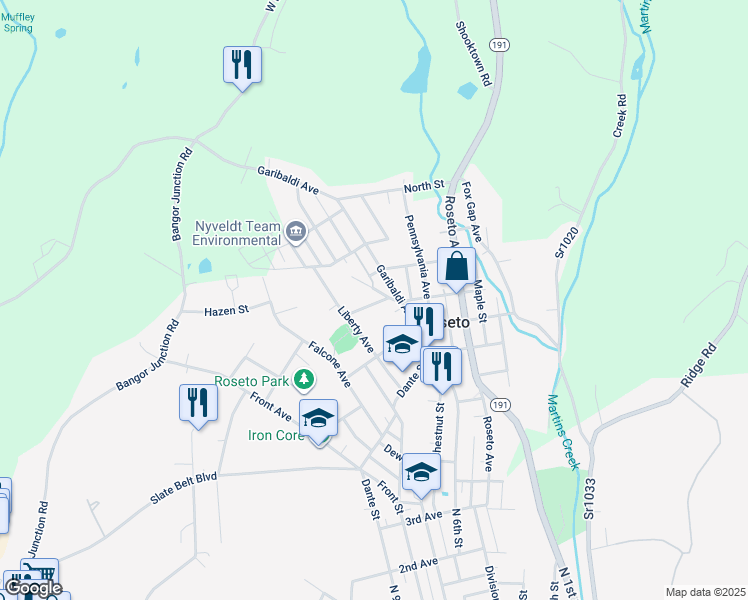 map of restaurants, bars, coffee shops, grocery stores, and more near 12 Jewel Street in Roseto