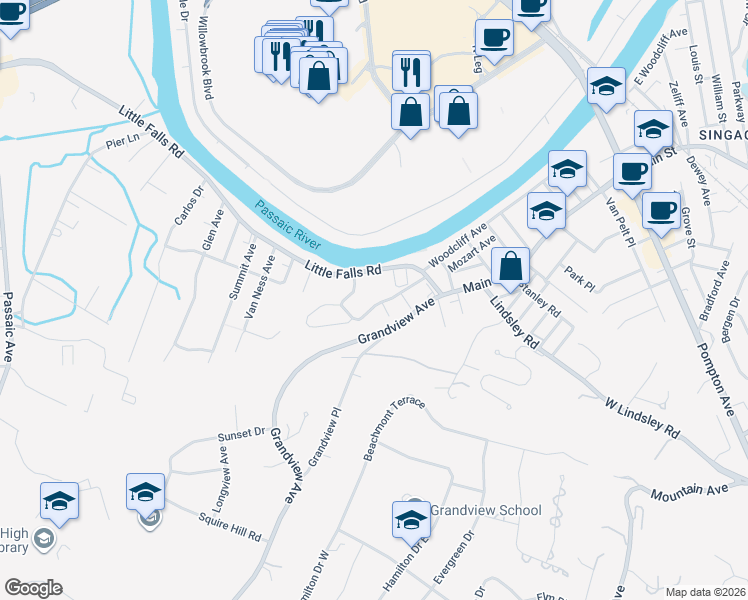 map of restaurants, bars, coffee shops, grocery stores, and more near 2 Jennifer Court in Caldwell