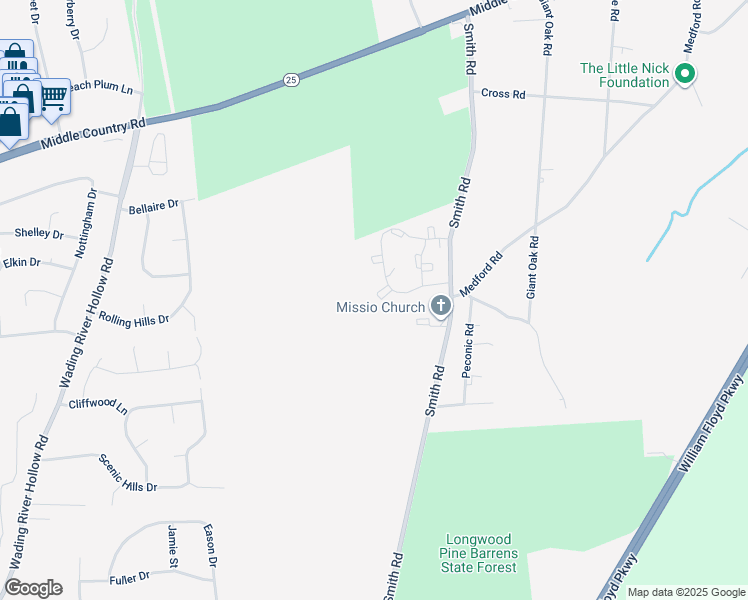 map of restaurants, bars, coffee shops, grocery stores, and more near 2E Independence Court in Ridge
