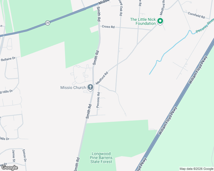 map of restaurants, bars, coffee shops, grocery stores, and more near 9 Peconic Road in Ridge