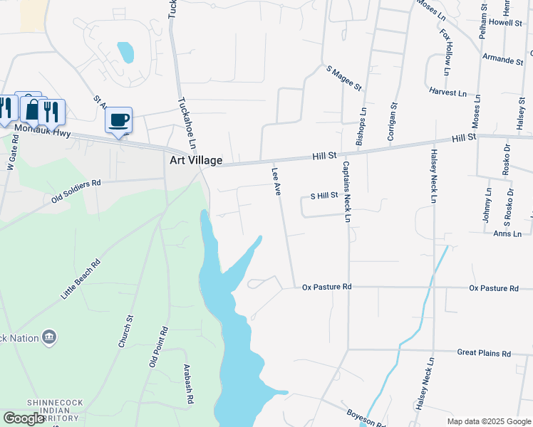 map of restaurants, bars, coffee shops, grocery stores, and more near 81 Lee Avenue in Southampton