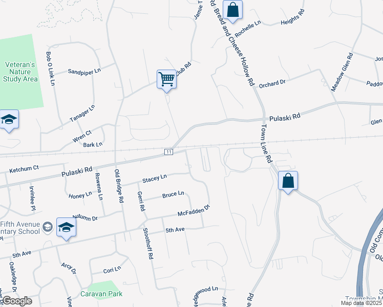 map of restaurants, bars, coffee shops, grocery stores, and more near 1245 McFadden Drive in East Northport