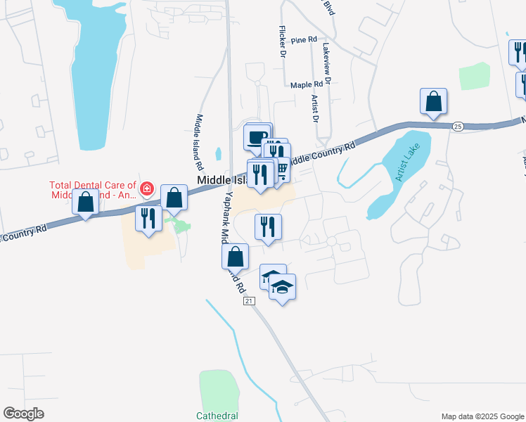 map of restaurants, bars, coffee shops, grocery stores, and more near 97 Fairview Circle in Middle Island