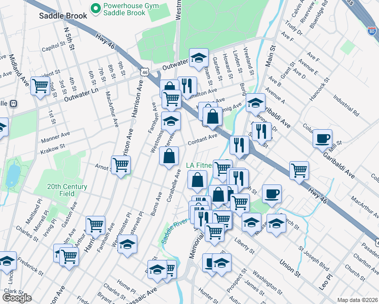 map of restaurants, bars, coffee shops, grocery stores, and more near 55 Dell Glen Avenue in Lodi