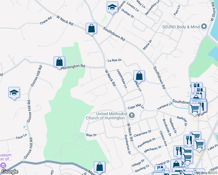 map of restaurants, bars, coffee shops, grocery stores, and more near 4 Homestead Path in Huntington