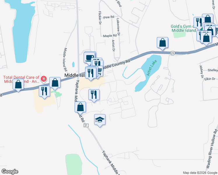 map of restaurants, bars, coffee shops, grocery stores, and more near 230 Fairview Circle in Middle Island