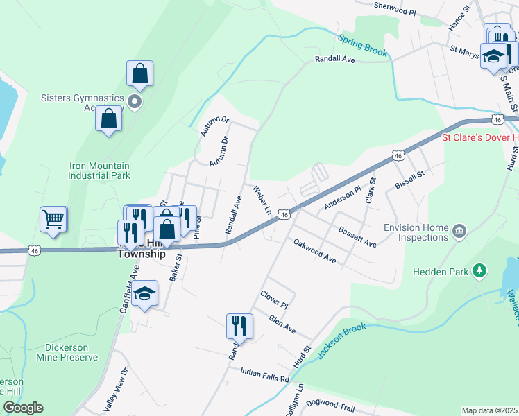 map of restaurants, bars, coffee shops, grocery stores, and more near 37 Randall Avenue in Mine Hill Township
