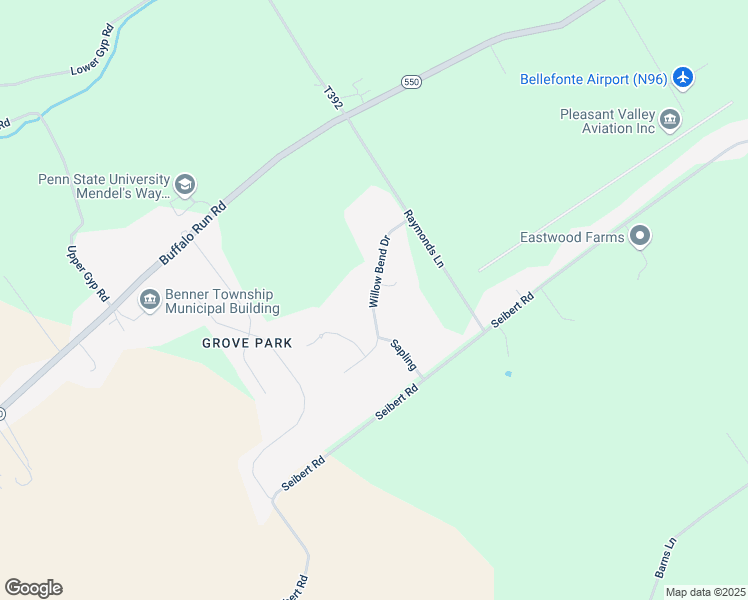 map of restaurants, bars, coffee shops, grocery stores, and more near Willow Bend Drive in Centre County