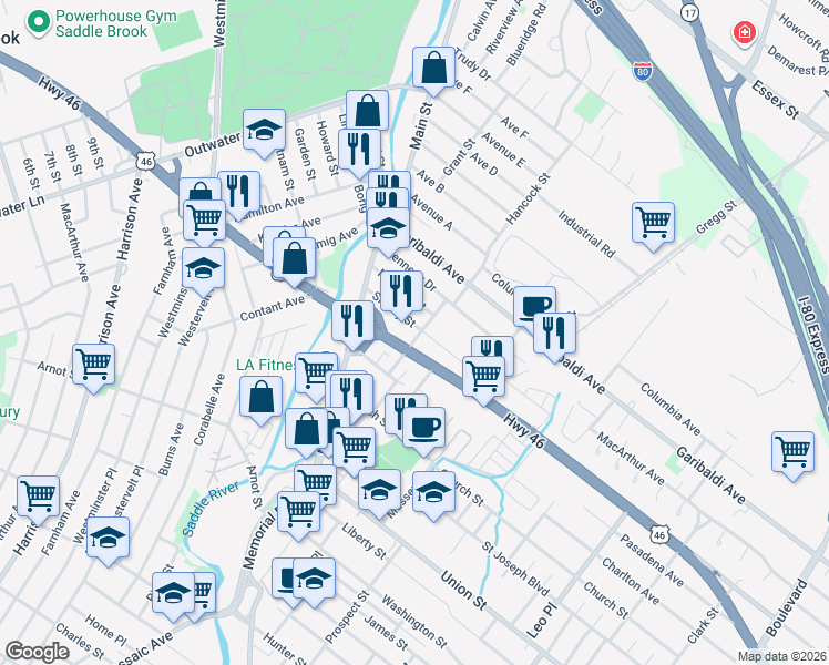 map of restaurants, bars, coffee shops, grocery stores, and more near 39 Sidney Street in Lodi