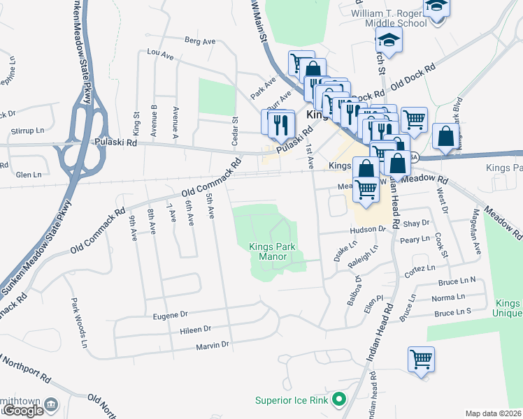 map of restaurants, bars, coffee shops, grocery stores, and more near 9 Ardito Avenue in Kings Park