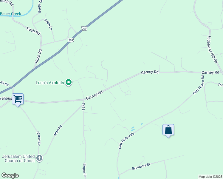 map of restaurants, bars, coffee shops, grocery stores, and more near 558 Carney Road in Palmerton