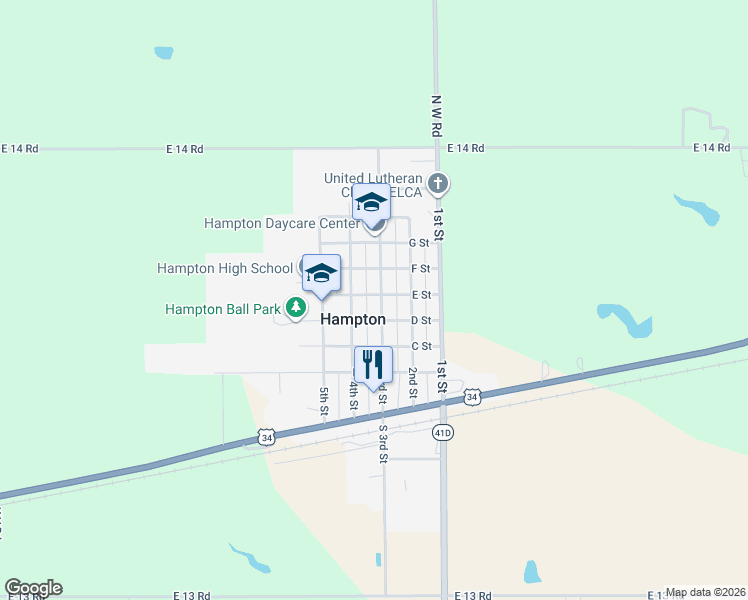map of restaurants, bars, coffee shops, grocery stores, and more near 438 North 3rd Street in Hampton