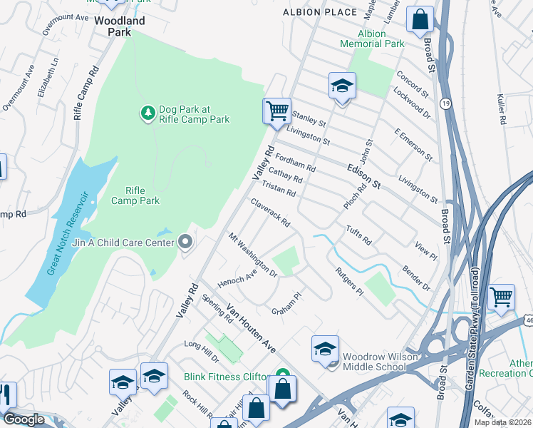 map of restaurants, bars, coffee shops, grocery stores, and more near 7A Claverack Road in Clifton