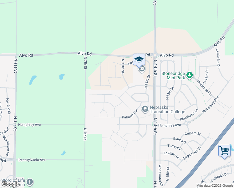 map of restaurants, bars, coffee shops, grocery stores, and more near 1020 Middleton Avenue in Lincoln