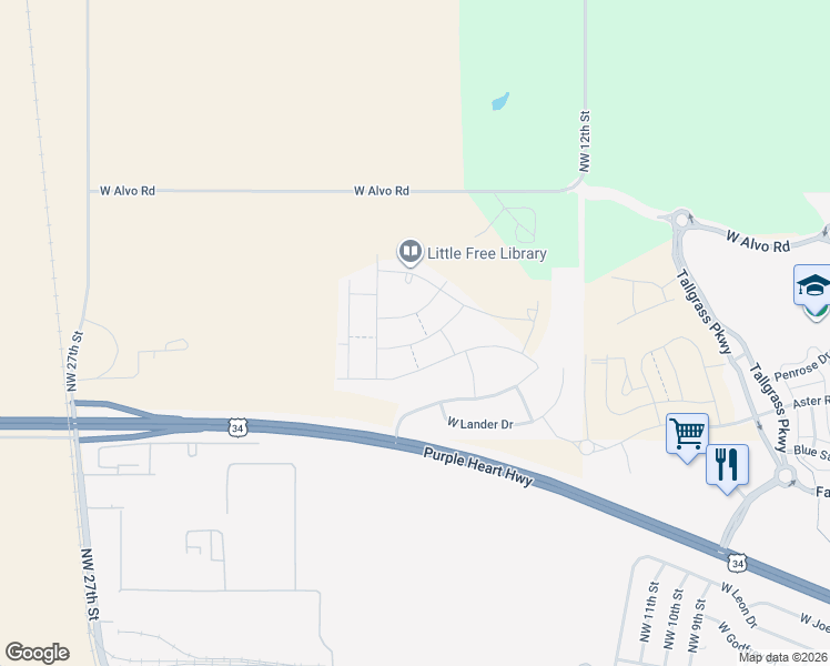 map of restaurants, bars, coffee shops, grocery stores, and more near 1632 West Big Sky Road in Lincoln