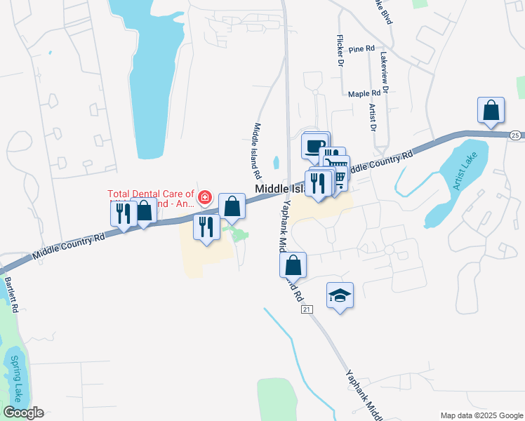 map of restaurants, bars, coffee shops, grocery stores, and more near 800 Middle Country Road in Middle Island