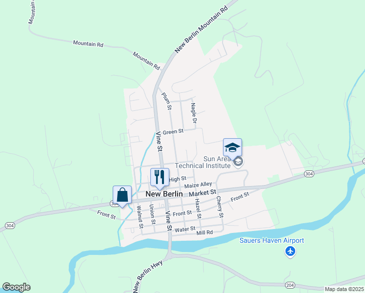 map of restaurants, bars, coffee shops, grocery stores, and more near 535 Liberty Street in New Berlin