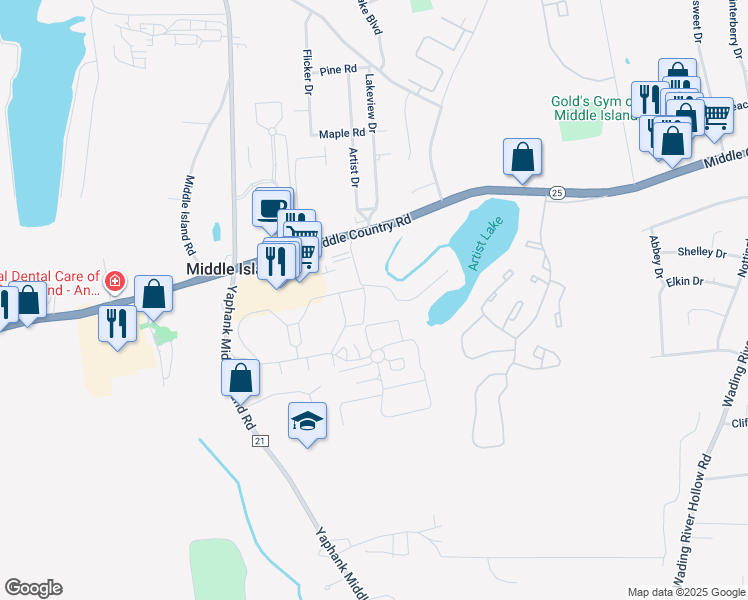 map of restaurants, bars, coffee shops, grocery stores, and more near 287 Fairview Circle in Middle Island