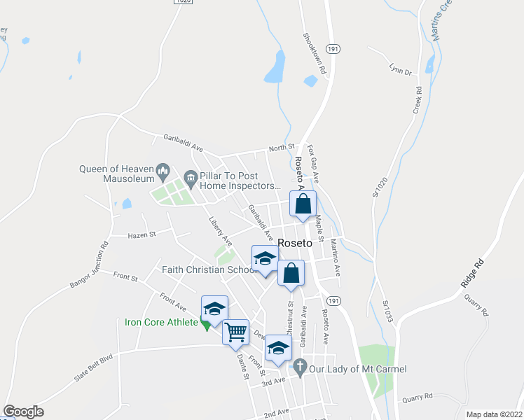 map of restaurants, bars, coffee shops, grocery stores, and more near 519 Garibaldi Avenue in Bangor