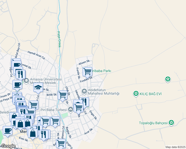 map of restaurants, bars, coffee shops, grocery stores, and more near in Merzifon