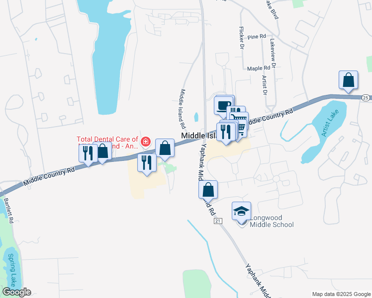 map of restaurants, bars, coffee shops, grocery stores, and more near 800 Middle Country Road in Middle Island