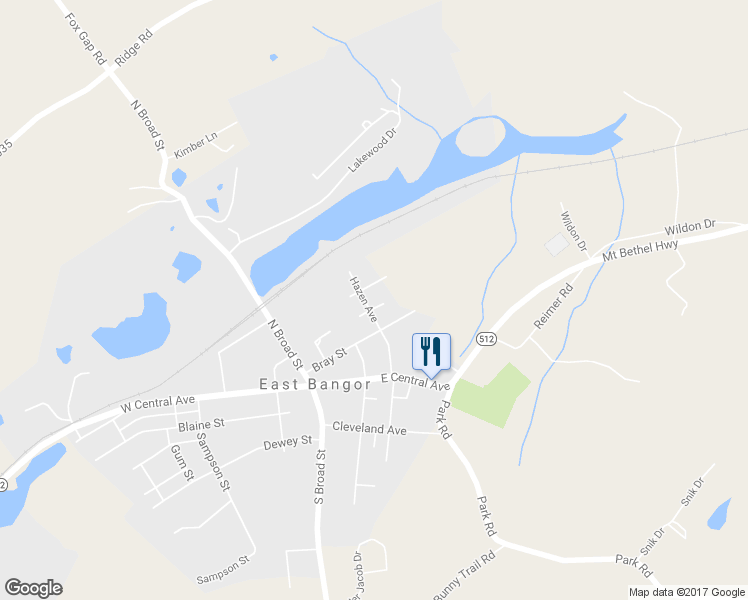 map of restaurants, bars, coffee shops, grocery stores, and more near 202 Hazen Avenue in East Bangor