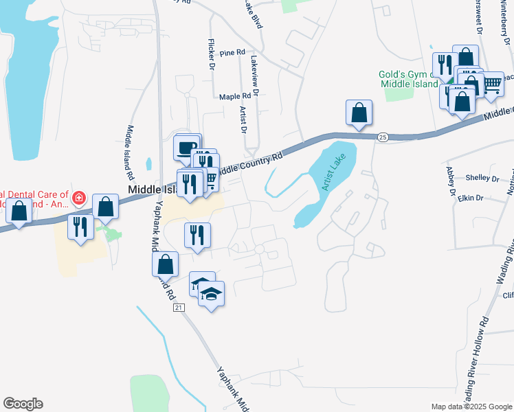 map of restaurants, bars, coffee shops, grocery stores, and more near 287 Fairview Circle in Middle Island