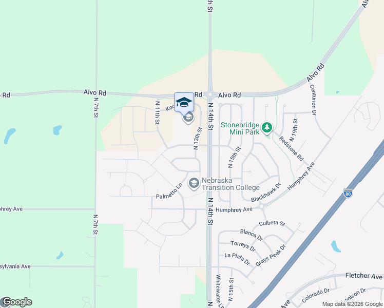 map of restaurants, bars, coffee shops, grocery stores, and more near 1262 Shadow Moss Lane in Lincoln