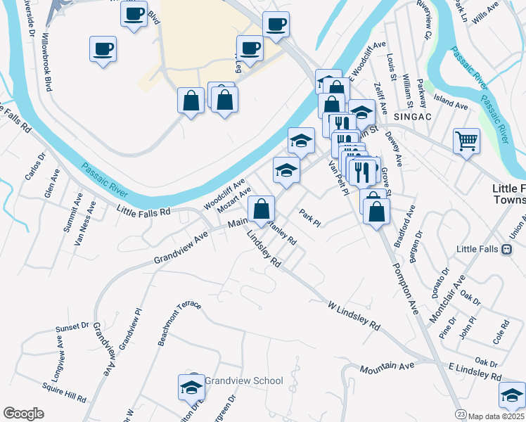 map of restaurants, bars, coffee shops, grocery stores, and more near 646 Main Street in Little Falls