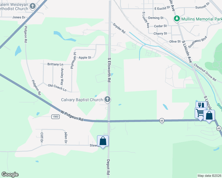 map of restaurants, bars, coffee shops, grocery stores, and more near 1760 Depot Road in Salem