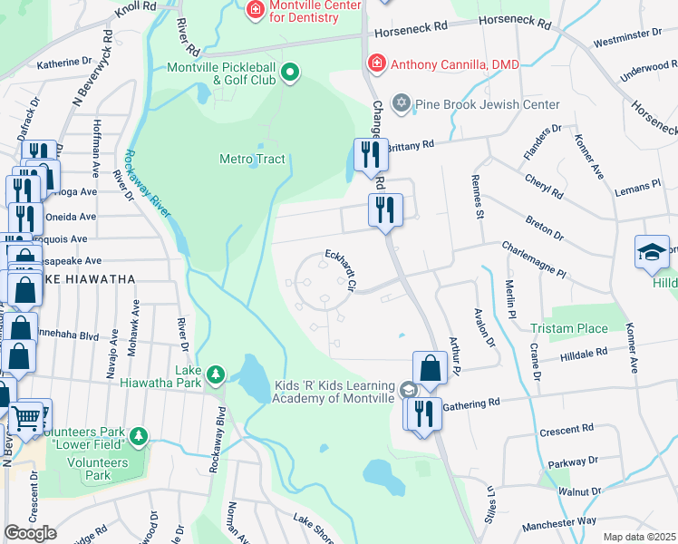 map of restaurants, bars, coffee shops, grocery stores, and more near 5 Madison Court in Montville