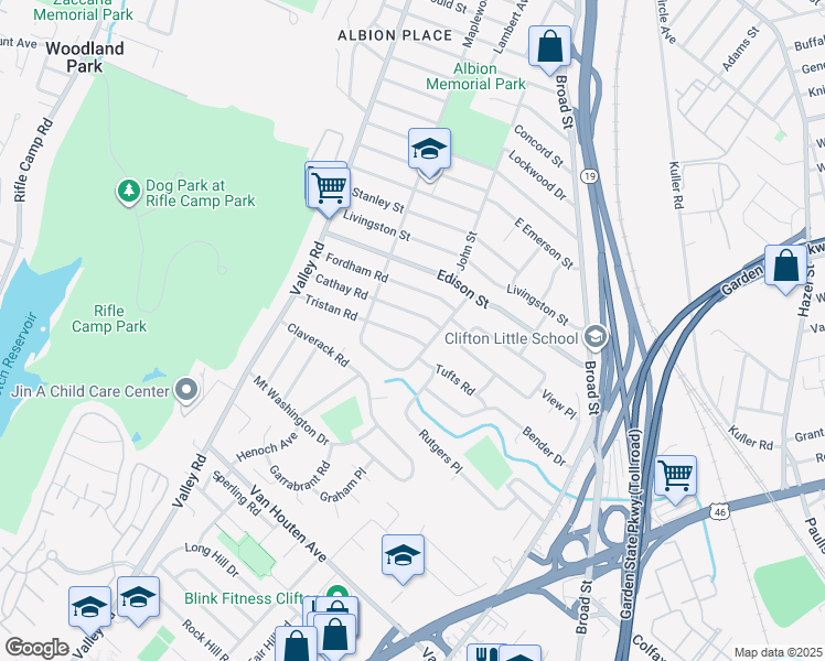 map of restaurants, bars, coffee shops, grocery stores, and more near 20 Tristan Road in Clifton
