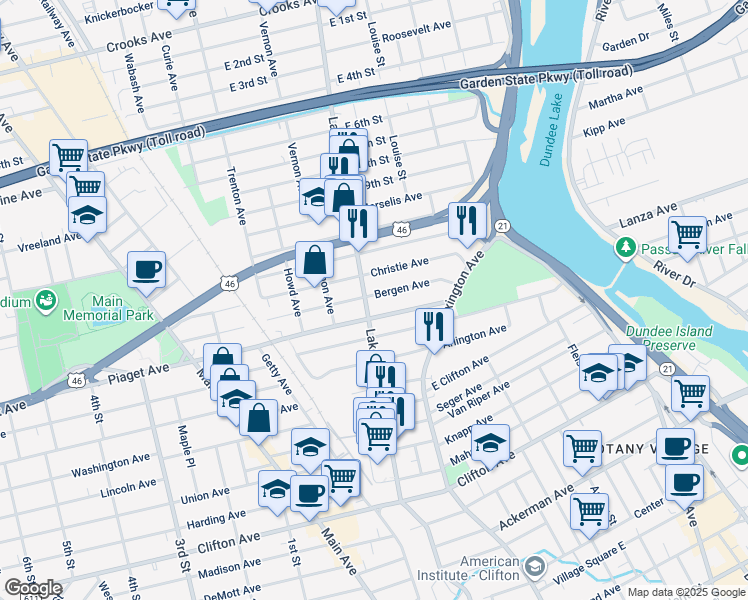 map of restaurants, bars, coffee shops, grocery stores, and more near 217 Lakeview Avenue in Clifton