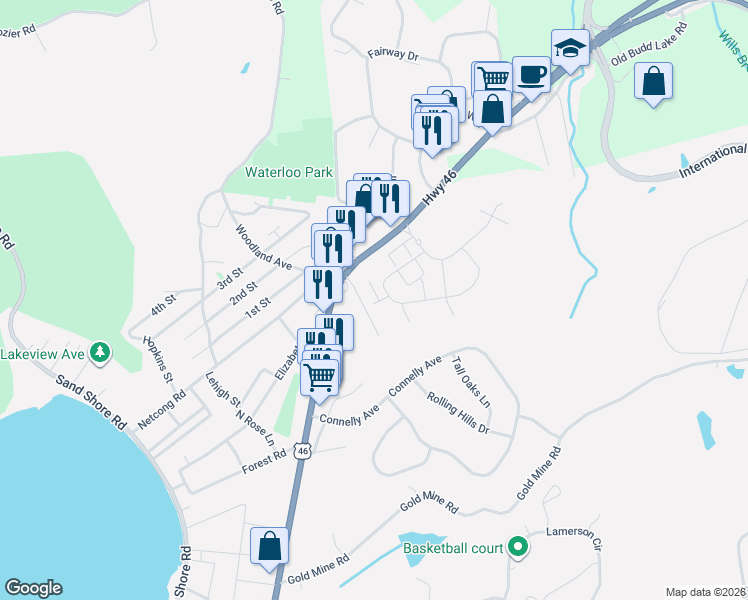map of restaurants, bars, coffee shops, grocery stores, and more near 8 Chamberlain Avenue in Mount Olive Township