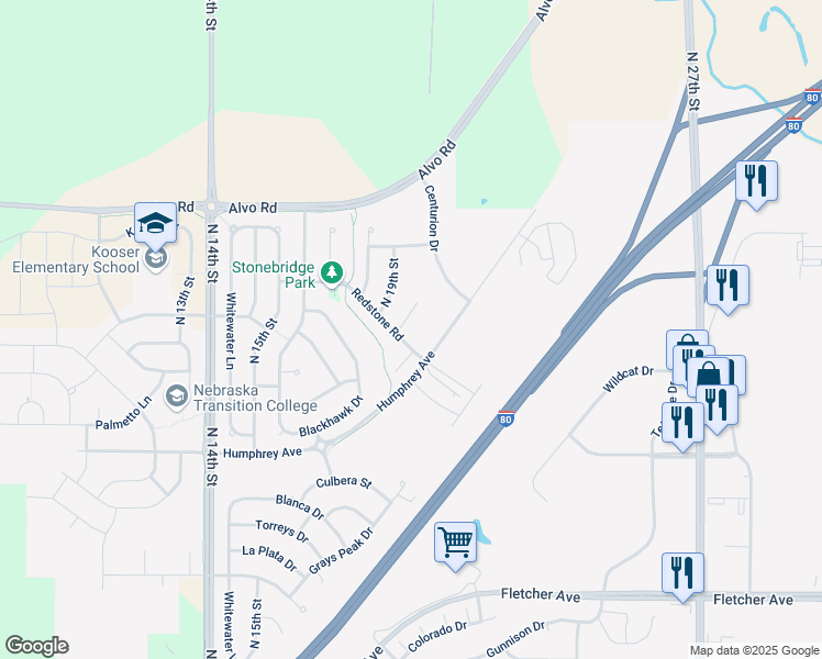 map of restaurants, bars, coffee shops, grocery stores, and more near 7210 Dorchester Court in Lincoln