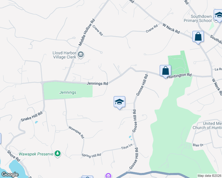 map of restaurants, bars, coffee shops, grocery stores, and more near 155 Jennings Road in Cold Spring Harbor