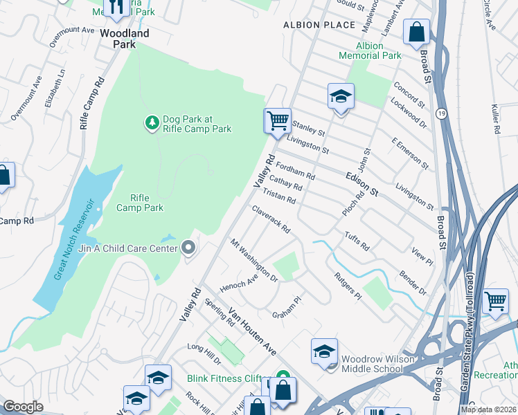 map of restaurants, bars, coffee shops, grocery stores, and more near 7A Claverack Road in Clifton