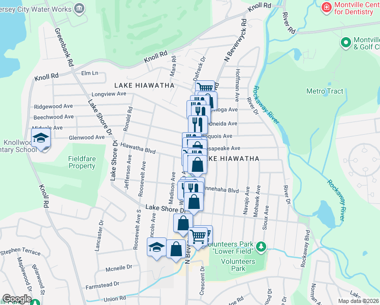 map of restaurants, bars, coffee shops, grocery stores, and more near 101 North Beverwyck Road in Parsippany-Troy Hills