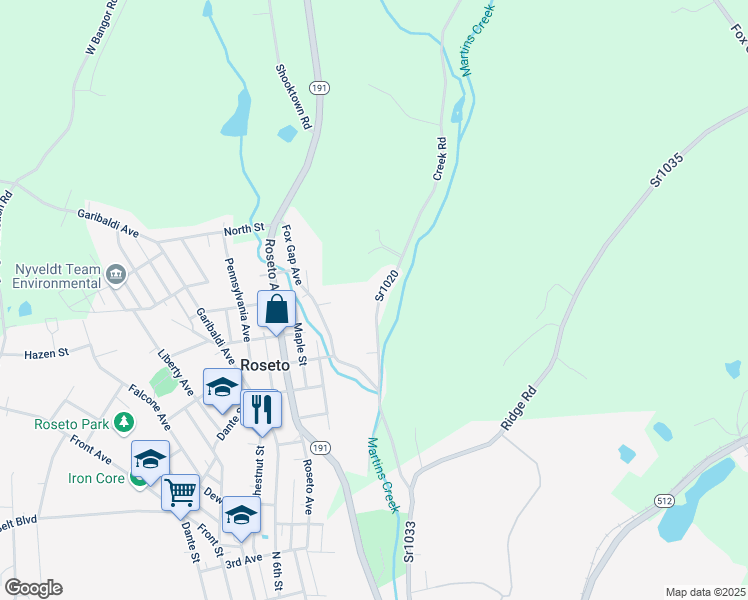 map of restaurants, bars, coffee shops, grocery stores, and more near 86 Creek Road in Bangor