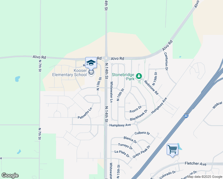 map of restaurants, bars, coffee shops, grocery stores, and more near 7151 Whitewater Lane in Lincoln