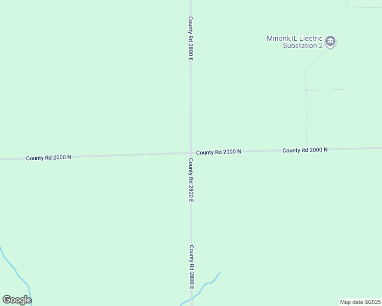 map of restaurants, bars, coffee shops, grocery stores, and more near County Road 2800 East in Minonk