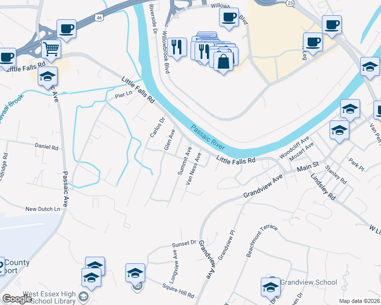 map of restaurants, bars, coffee shops, grocery stores, and more near 11 Van Ness Avenue in Fairfield