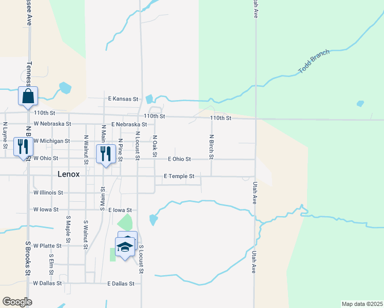 map of restaurants, bars, coffee shops, grocery stores, and more near 601 East Ohio Street in Lenox