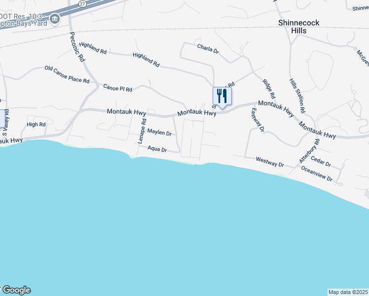 map of restaurants, bars, coffee shops, grocery stores, and more near 30 Hill Top Avenue in Southampton