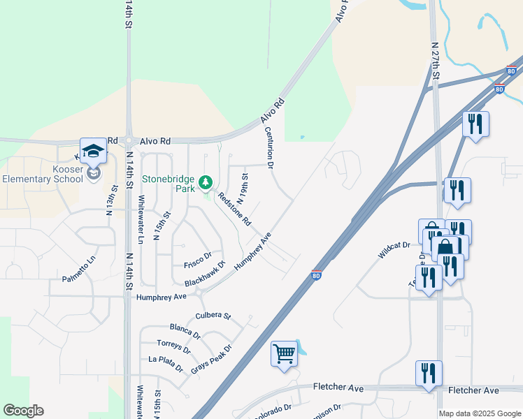 map of restaurants, bars, coffee shops, grocery stores, and more near 7234 Dorchester Court in Lincoln