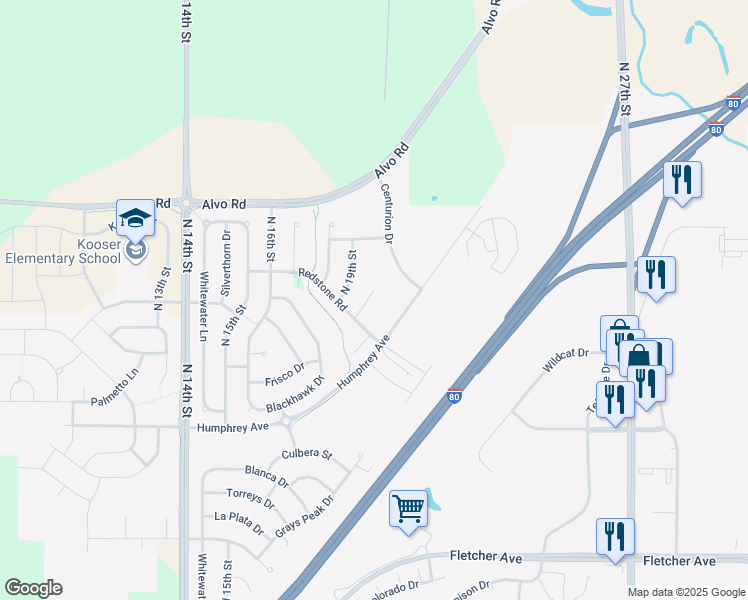 map of restaurants, bars, coffee shops, grocery stores, and more near 7230 Dorchester Court in Lincoln