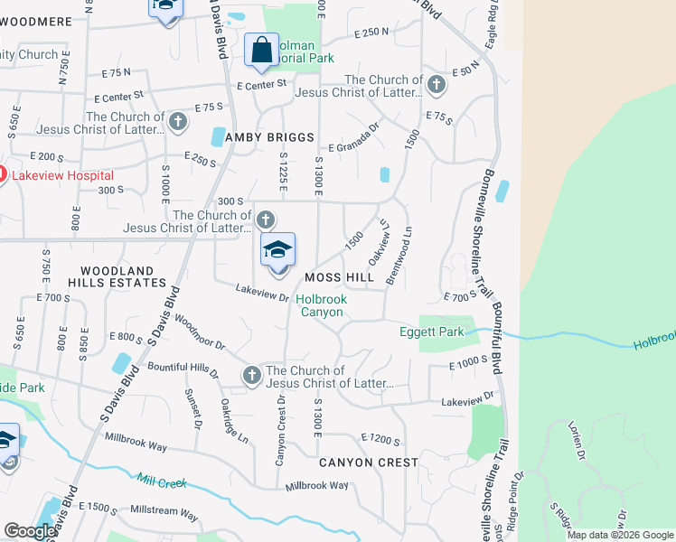 map of restaurants, bars, coffee shops, grocery stores, and more near 1330 Indian Trail Road in Bountiful
